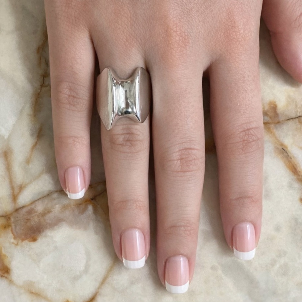 Polished Sculptural Wide Band Ring - 925 Silver